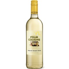 Four Cousins Natural Sweet White - A fragrant, sunshine coloured wine with gentle honeysuckle perfume. Flavours of luscious apricots, nougat and rich tropical fruit salad is followed by a soft, lingering finish. 
