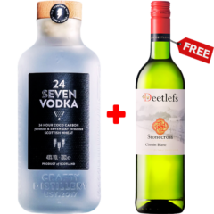 24 Seven Vodka 700ml + 1 Free Deetlefs Chenin Blanc 75cl