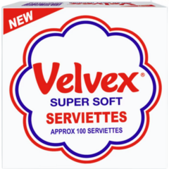 Velvex Serviettes White Plain 100pcs