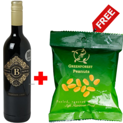 BRoyal Pinotage 75cl + 1 Free Greenforest Peeled, Roasted & Salted Peanuts 100g