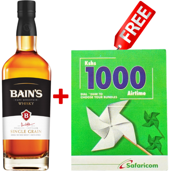 Bain’s Table Mountain Whisky 750ml + 1 Free Ksh1000 Safaricom Airtime