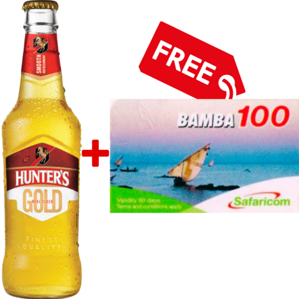 Hunter’s Gold 330ml + 1 Free Safaricom Airtime Ksh100