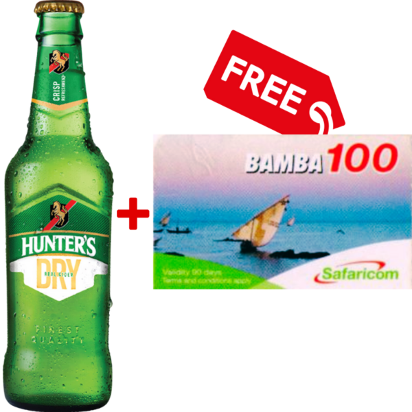 Hunter’s Dry 330ml + 1 Free Safaricom Airtime Ksh100