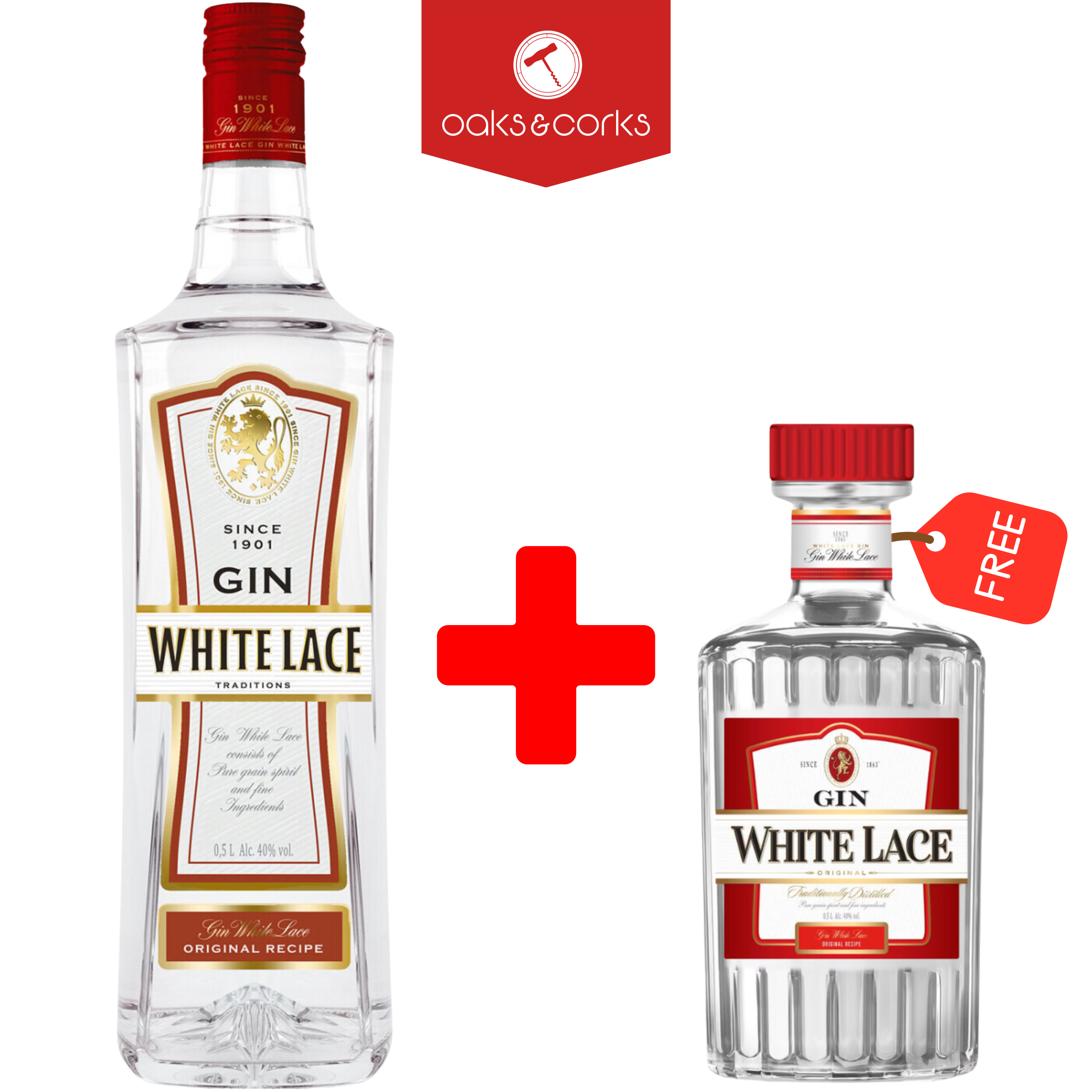 White Lace Gin 1L - - 24/7 Kenya Free & Oaks 500ml Delivery + Corks